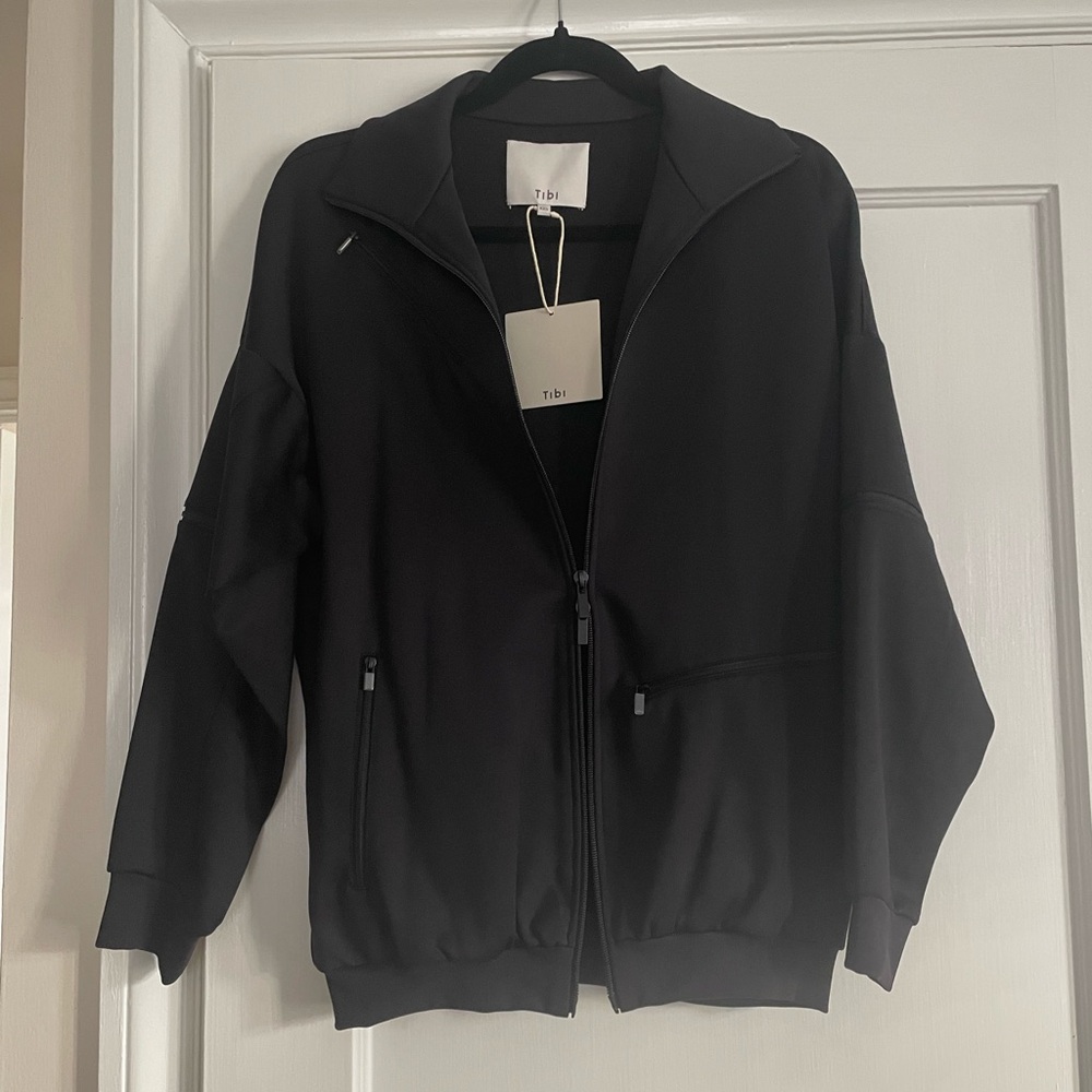 Tibi Active Knit Zipper Detailed Track Jacket, black, XXS - Picture 4 of 8